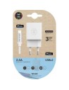 Cargador de Pared Tech One Tech TEC2402/ 2xUSB + Cable Lightning/ 2.4A/ Blanco
