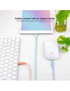 Cables USB 2.0 Lightning Nanocable 10.10.0401-CO1/ USB Macho - Lightning Macho/ 1m/ 3 Unidades/ Rosa, Azul y Verde 2