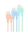 Cables USB 2.0 Lightning Nanocable 10.10.0401-CO1/ USB Macho - Lightning Macho/ 1m/ 3 Unidades/ Rosa, Azul y Verde