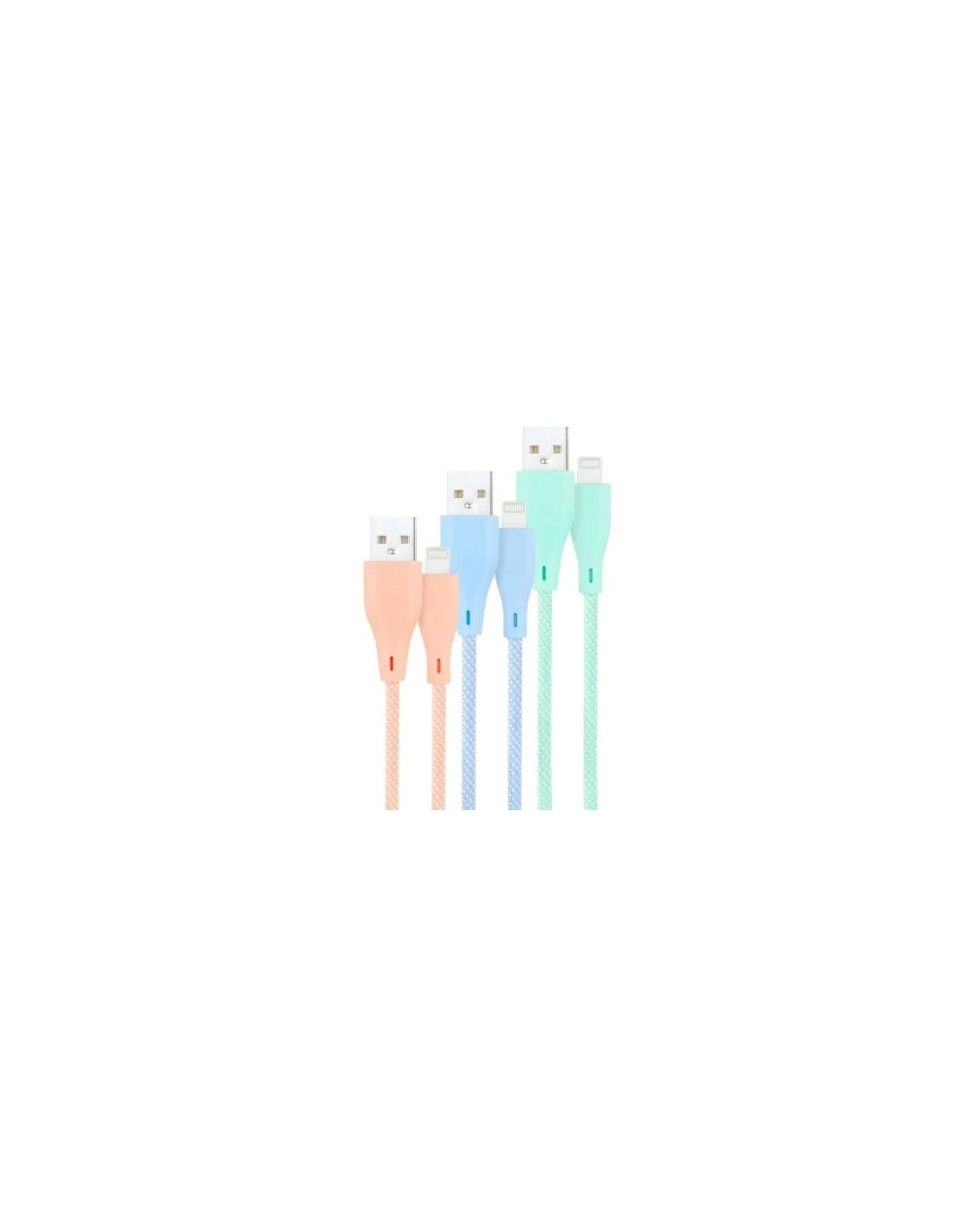Cables USB 2.0 Lightning Nanocable 10.10.0401-CO1/ USB Macho - Lightning Macho/ 1m/ 3 Unidades/ Rosa, Azul y Verde