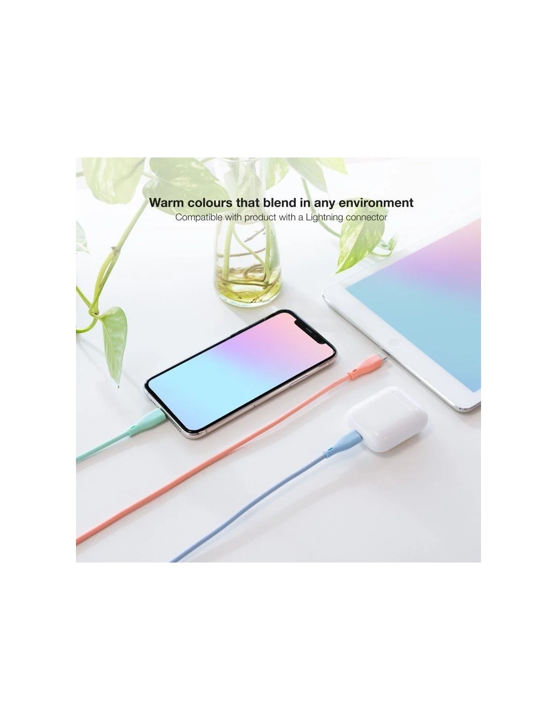 Cables USB 2.0 Lightning Nanocable 10.10.0401-A1/ USB Macho - Lightning Macho/ 1m/ 3 Unidades/ Rosa, Azul y Verde