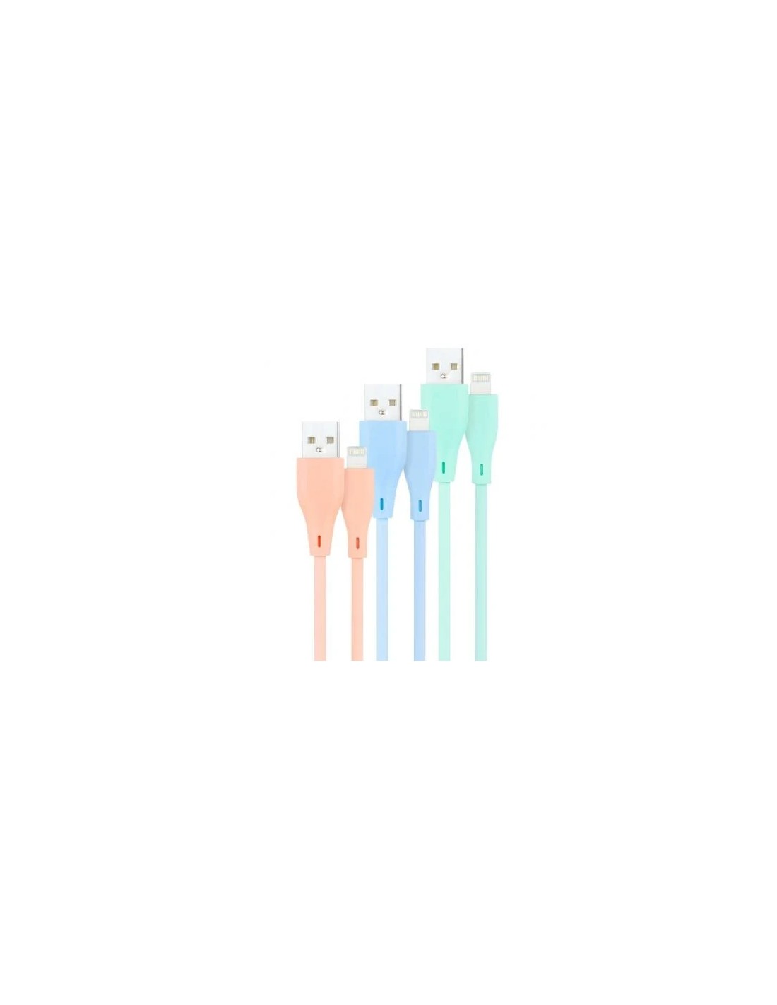 Cables USB 2.0 Lightning Nanocable 10.10.0401-A1/ USB Macho - Lightning Macho/ 1m/ 3 Unidades/ Rosa, Azul y Verde