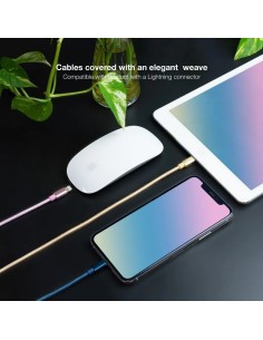 Cables USB 2.0 Lightning Nanocable 10.10.0401-CO2/ USB Macho - Lightning Macho/ 1m/ 3 Unidades/ Rosa, Dorado, Azul Pacífico 2