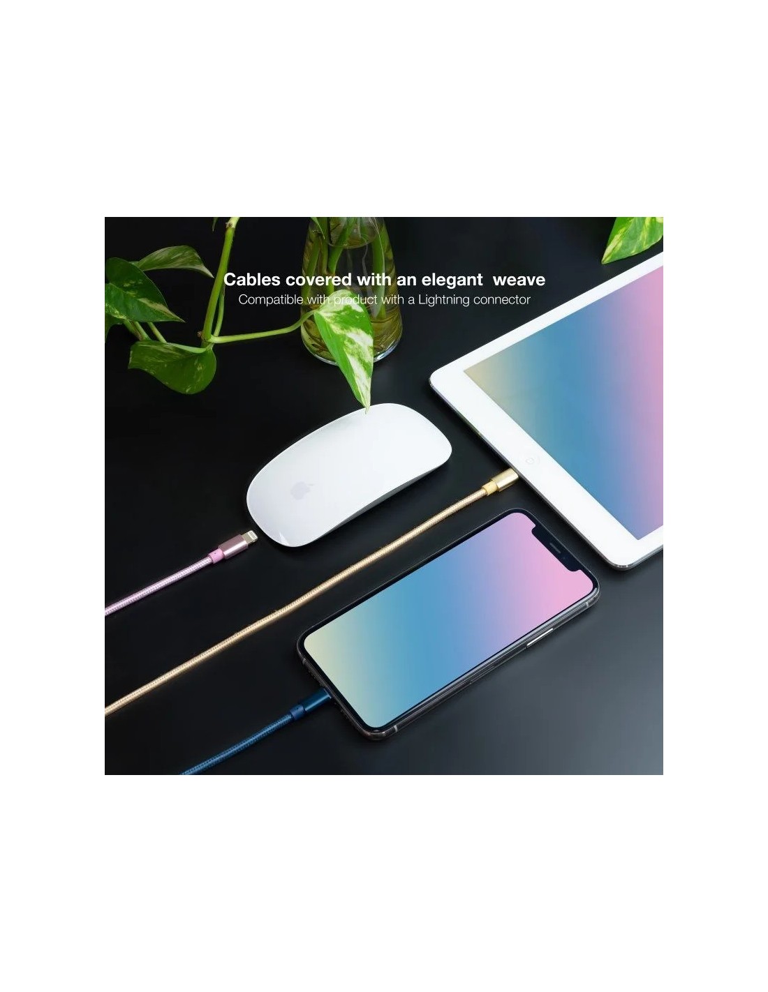 Cables USB 2.0 Lightning Nanocable 10.10.0401-CO2/ USB Macho - Lightning Macho/ 1m/ 3 Unidades/ Rosa, Dorado, Azul Pacífico