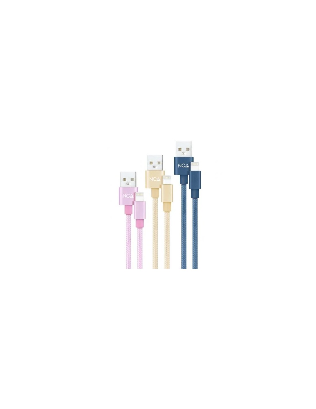 Cables USB 2.0 Lightning Nanocable 10.10.0401-CO2/ USB Macho - Lightning Macho/ 1m/ 3 Unidades/ Rosa, Dorado, Azul Pacífico
