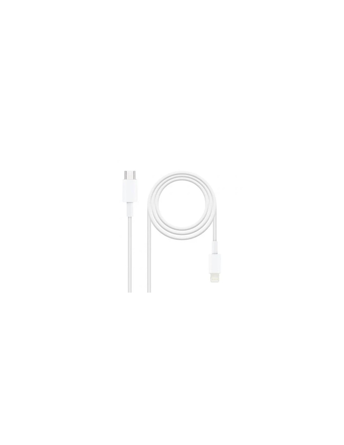 Cable USB 2.0 Tipo-C Lightning Nanocable 10.10.0601/ USB Tipo-C Macho - Lightning Macho/ 1m/ Blanco