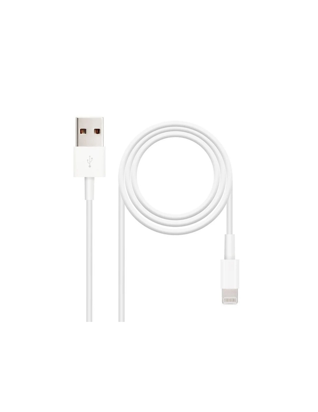 Cable USB 2.0 Lightning Nanocable 10.10.0402/ USB Macho - Lightning Macho/ 2m/ Blanco