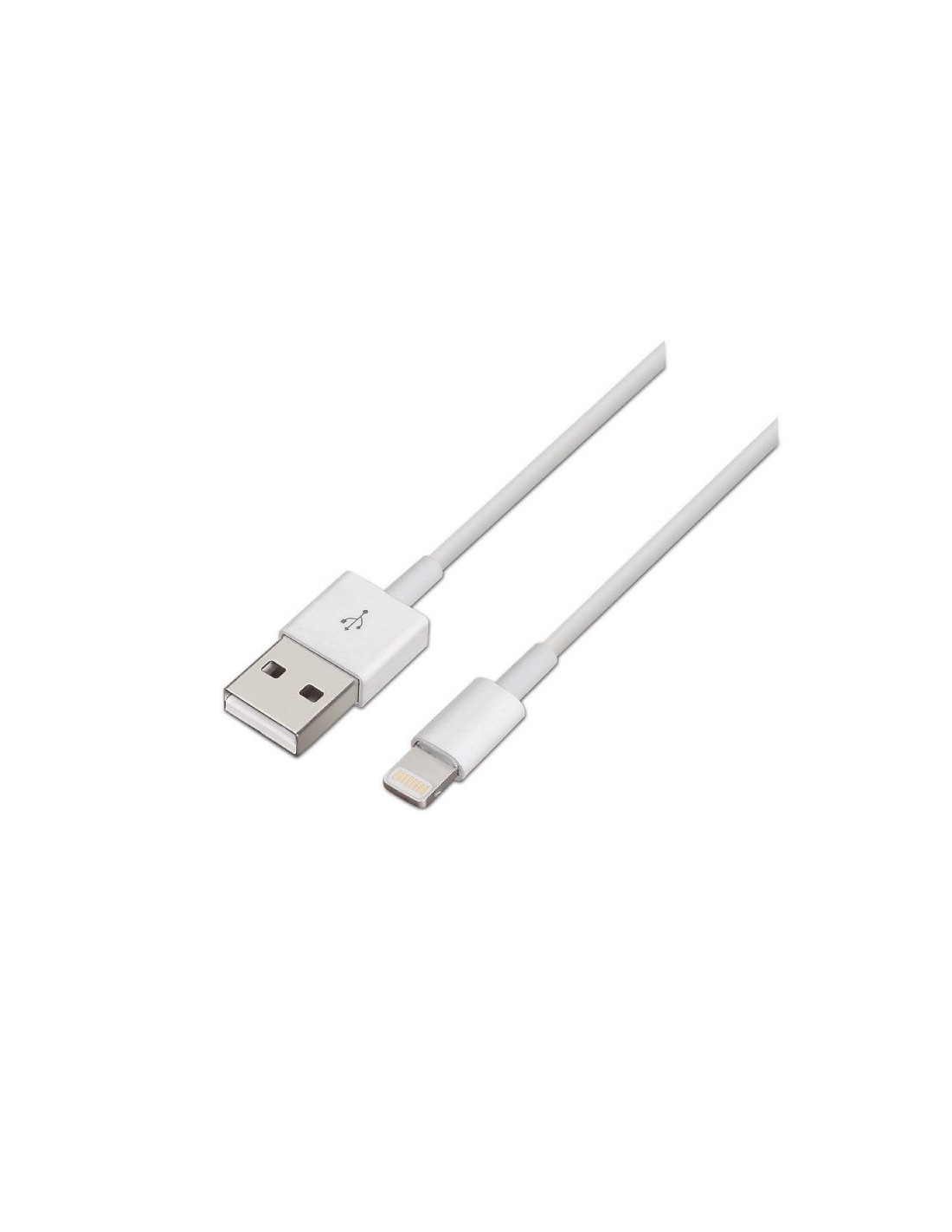 Cable Lightning Aisens A102-0036/ USB Macho - Lightning Macho/ Hasta 2.5W/ 60Mbps/ 2m/ Blanco
