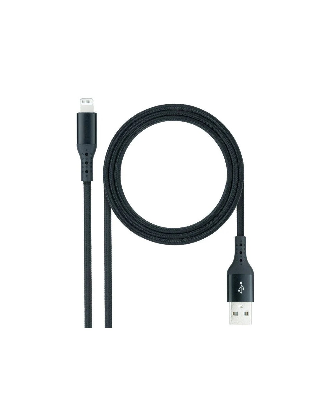 Cable USB 2.0 Lightning Nanocable 10.10.0401-COBK/ USB Macho - Lightning Macho/ 1m/ Negro