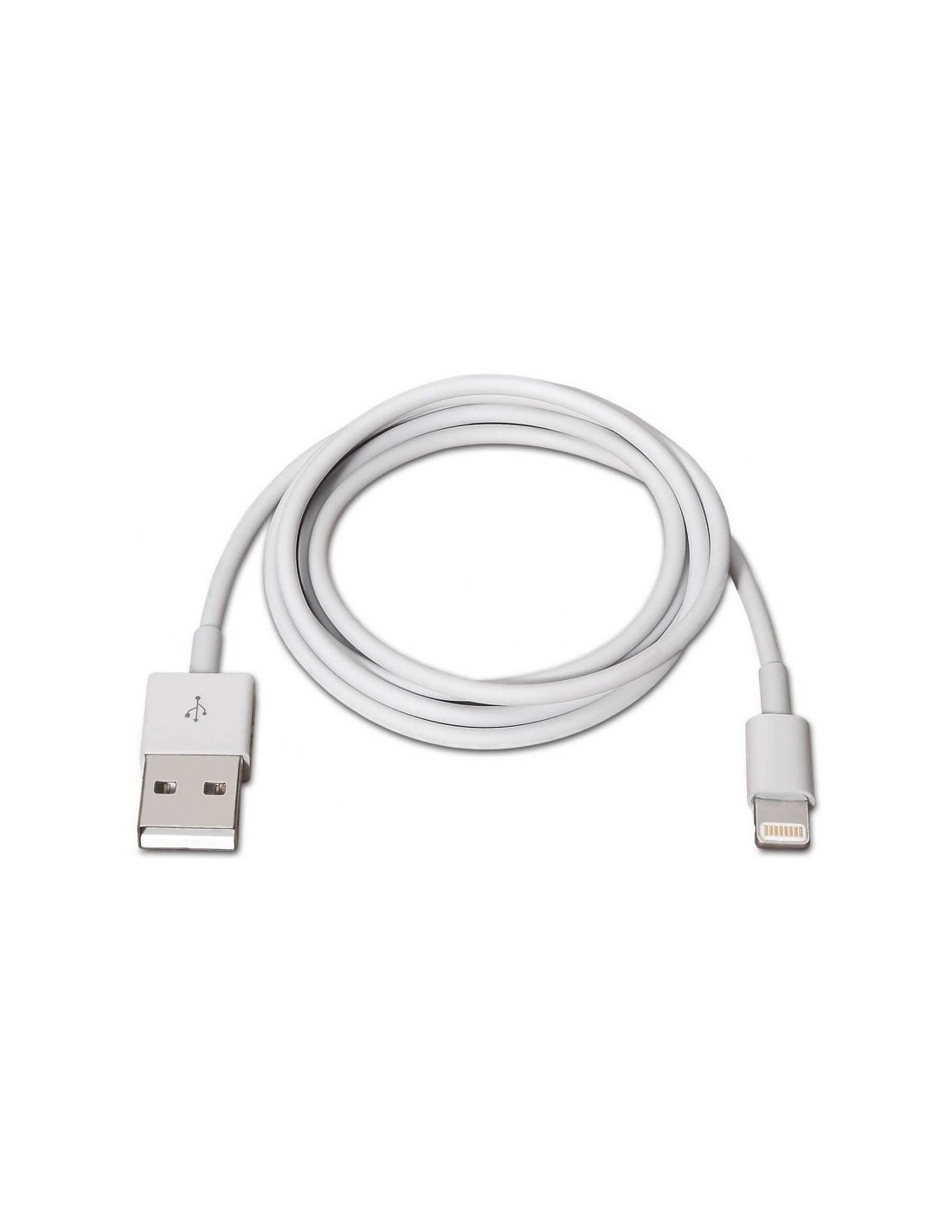 Cable Lightning Aisens A102-0035/ USB Macho - Lightning Macho/ Hasta 2.5W/ 60Mbps/ 1m/ Blanco