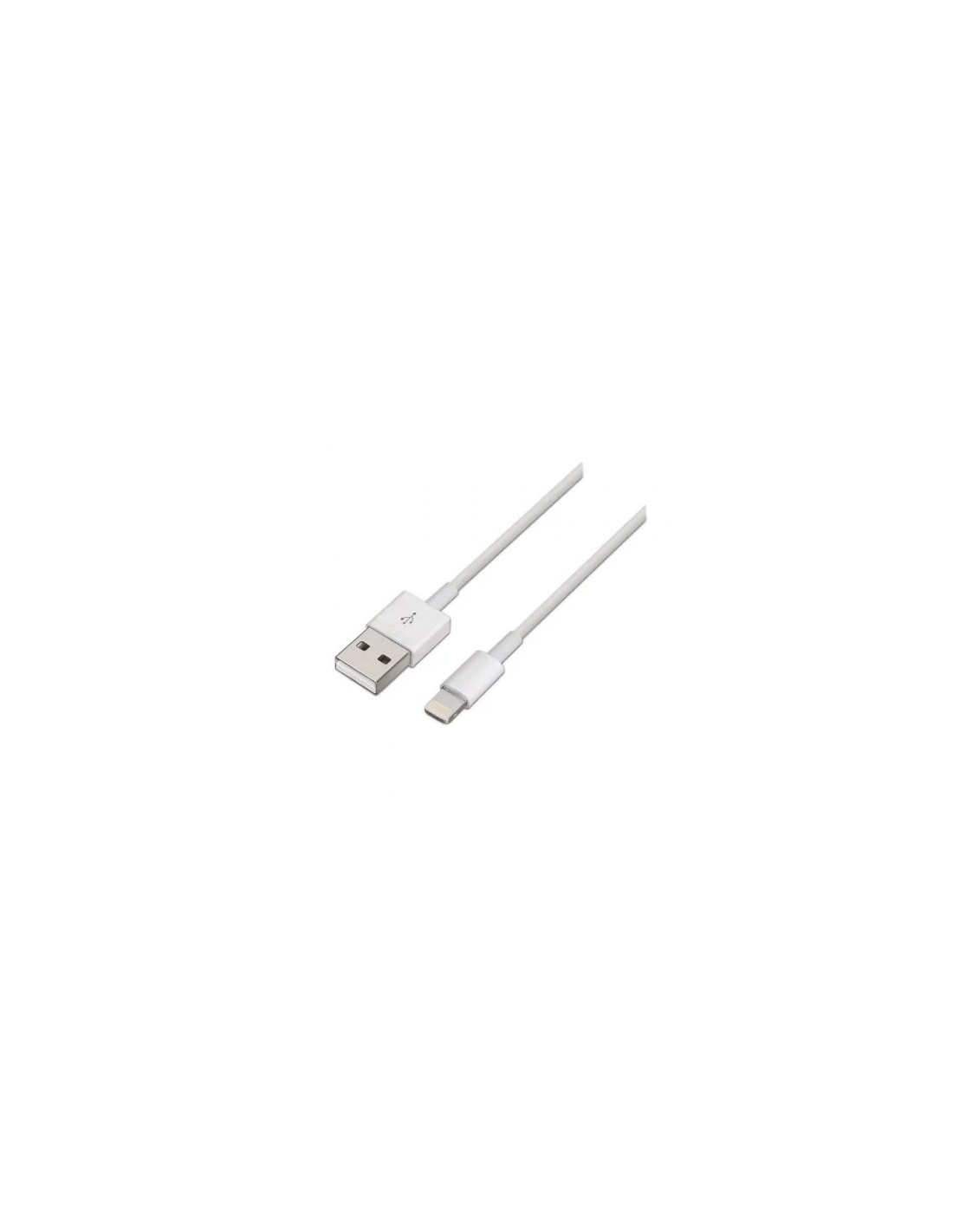 Cable Lightning Aisens A102-0035/ USB Macho - Lightning Macho/ Hasta 2.5W/ 60Mbps/ 1m/ Blanco