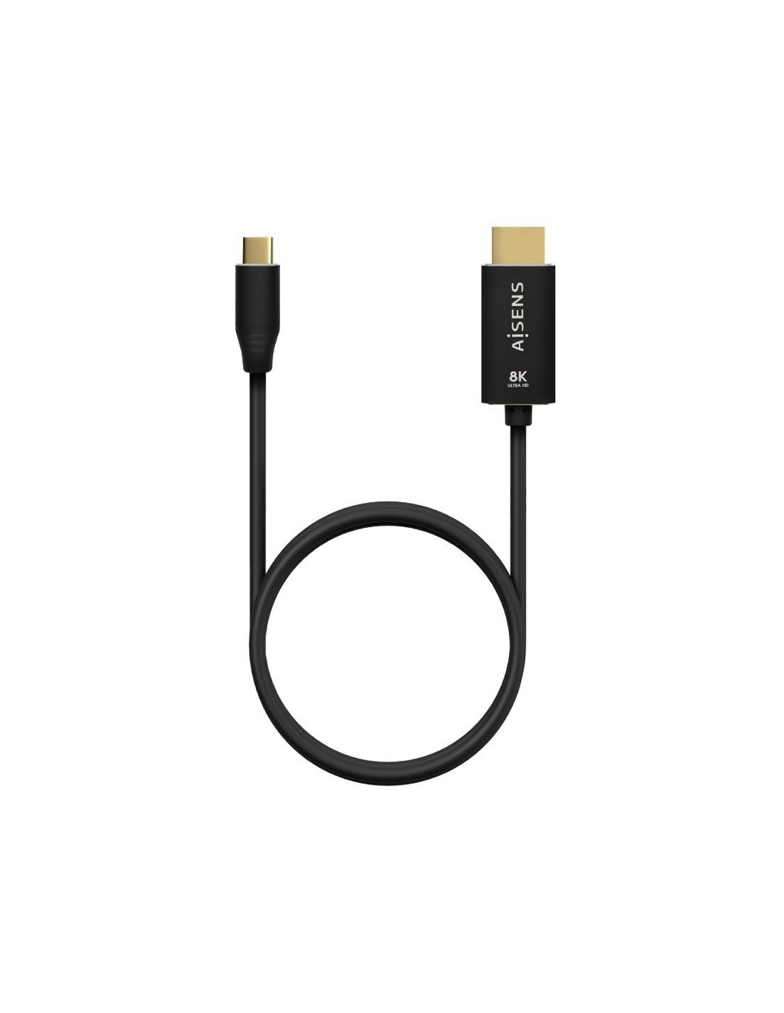 Cable Conversor Aisens A109-0712/ USB Tipo-C Macho/ HDMI 8K Macho/ Hasta 27W/ 6000Mbps/ 2m/ Negro
