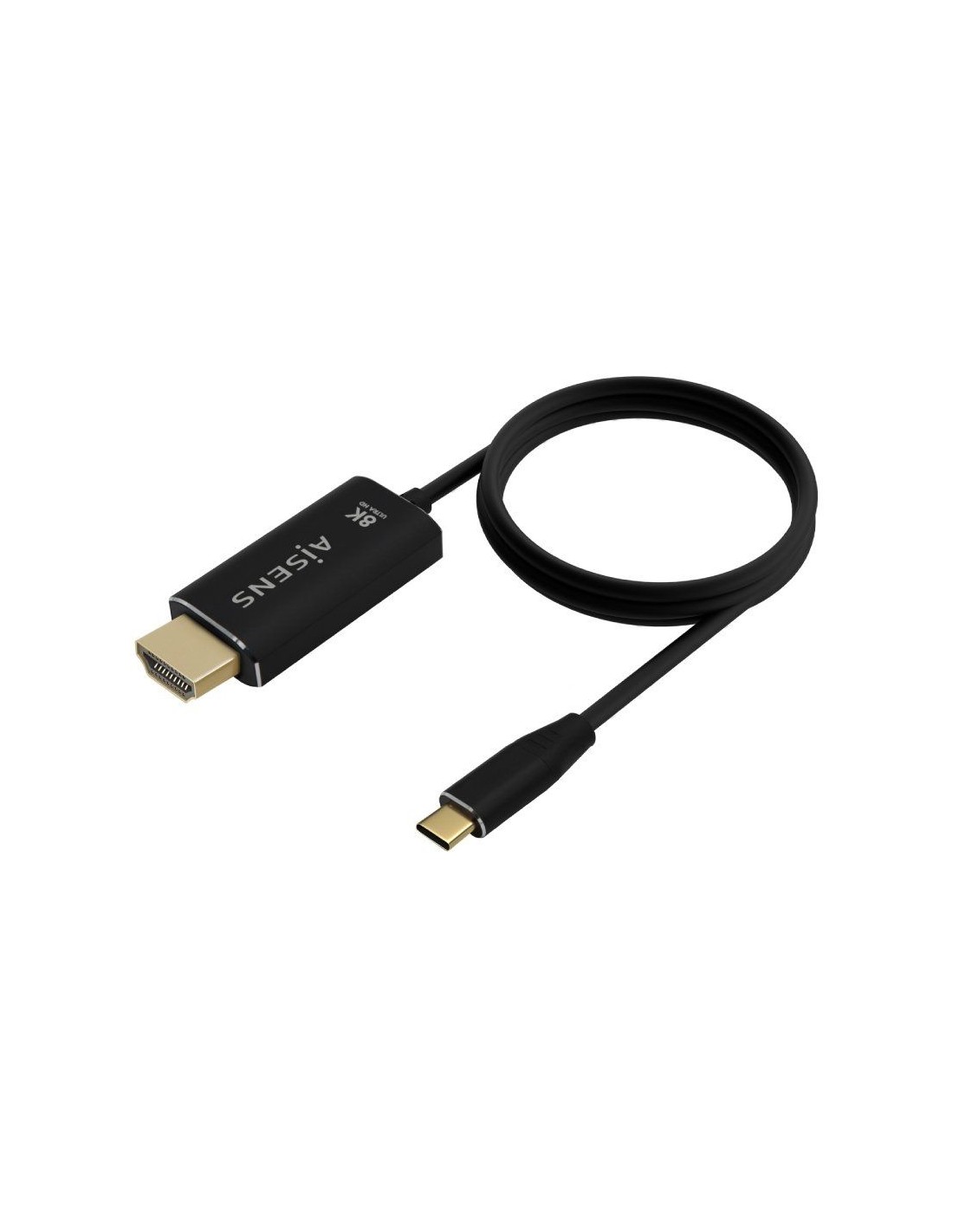 Cable Conversor Aisens A109-0712/ USB Tipo-C Macho/ HDMI 8K Macho/ Hasta 27W/ 6000Mbps/ 2m/ Negro