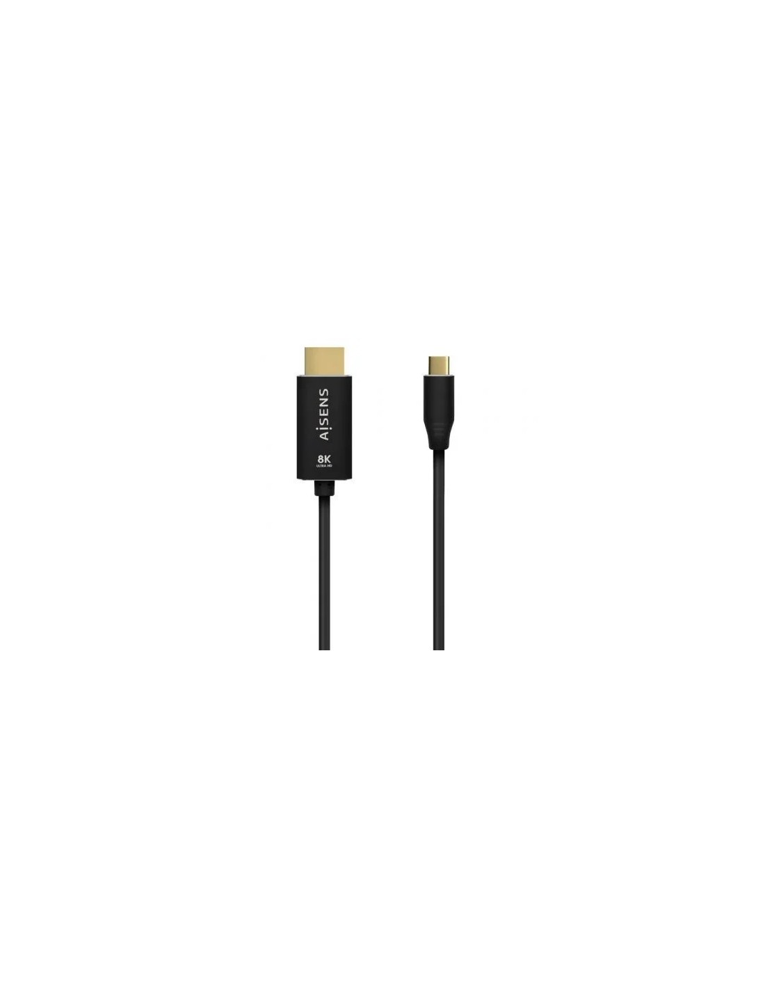 Cable Conversor Aisens A109-0712/ USB Tipo-C Macho/ HDMI 8K Macho/ Hasta 27W/ 6000Mbps/ 2m/ Negro