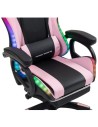 PowerGaming LED RGB Silla Reposapiés Negro+Rosa