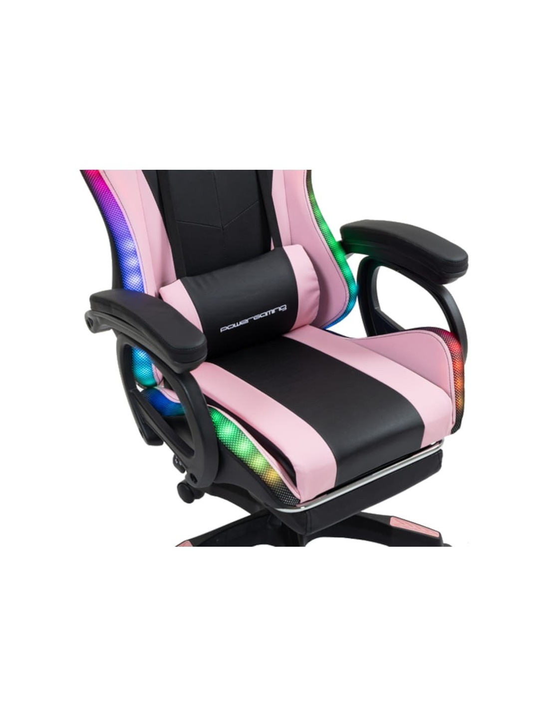 PowerGaming LED RGB Silla Reposapiés Negro+Rosa