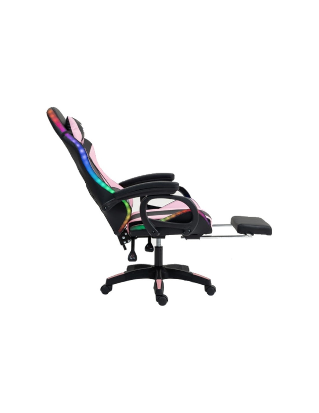 PowerGaming LED RGB Silla Reposapiés Negro+Rosa