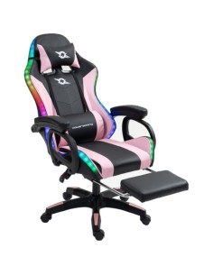 PowerGaming LED RGB Silla Reposapiés Negro+Rosa 2