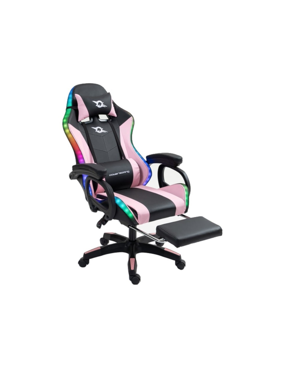 PowerGaming LED RGB Silla Reposapiés Negro+Rosa