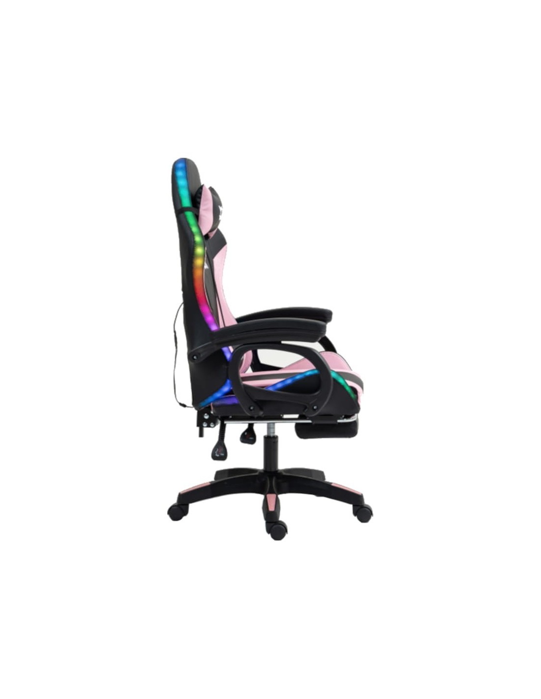 PowerGaming LED RGB Silla Reposapiés Negro+Rosa