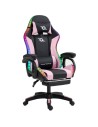 PowerGaming LED RGB Silla Reposapiés Negro+Rosa