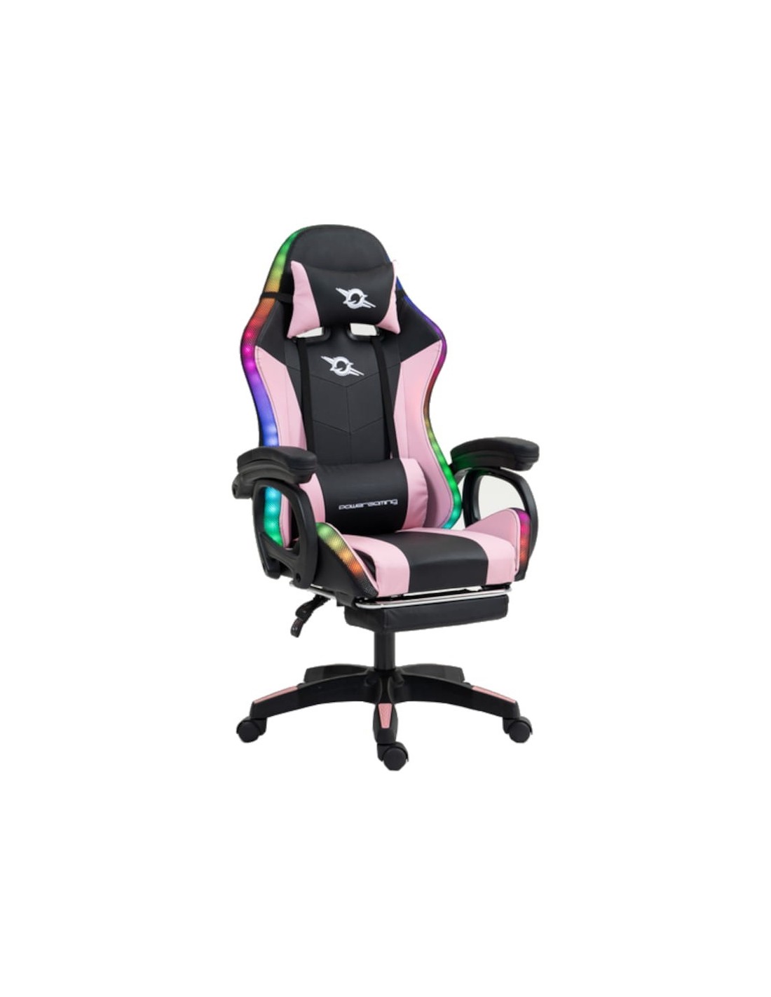 PowerGaming LED RGB Silla Reposapiés Negro+Rosa