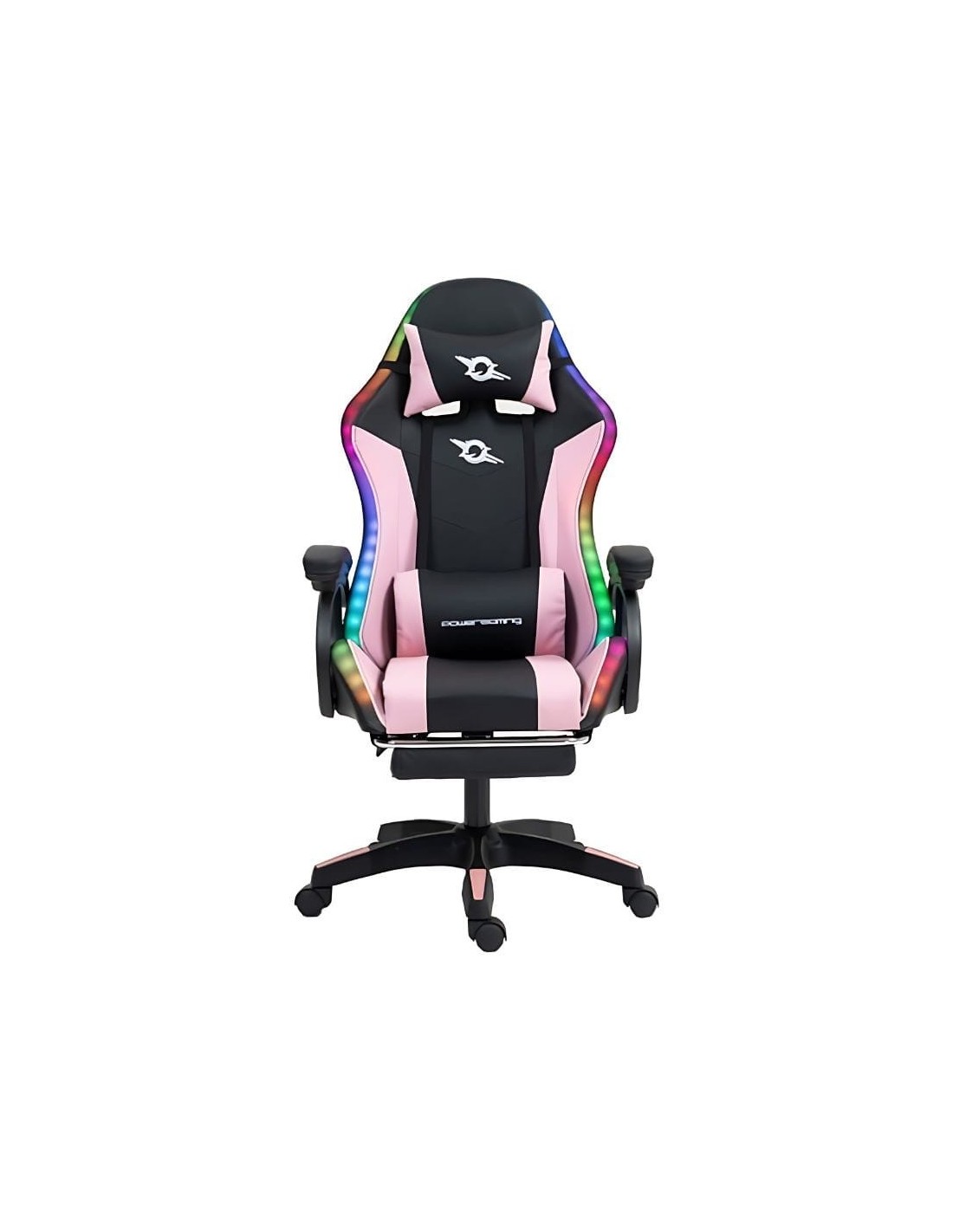 PowerGaming LED RGB Silla Reposapiés Negro+Rosa