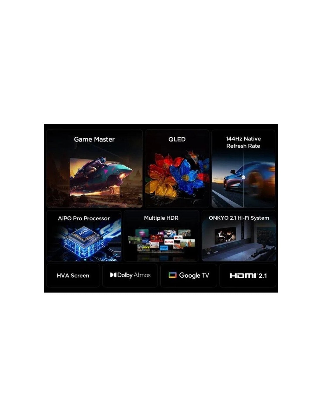TCL P8K QLED 65" 4K - AiPQ Pro Gaming 288Hz ONKYO | El Ocio Virtual