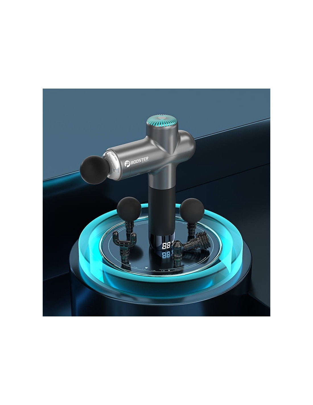 Pistola de Masaje Muscular Booster 6 Cabezales Smart-Hit Reducción de Ruido