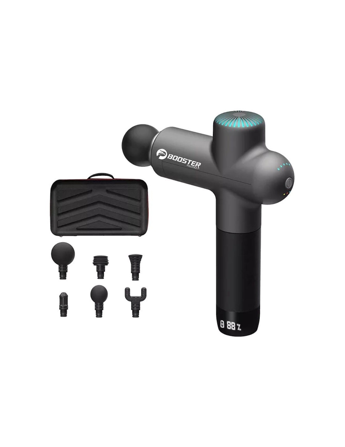 Pistola de Masaje Muscular Booster 6 Cabezales Smart-Hit Reducción de Ruido