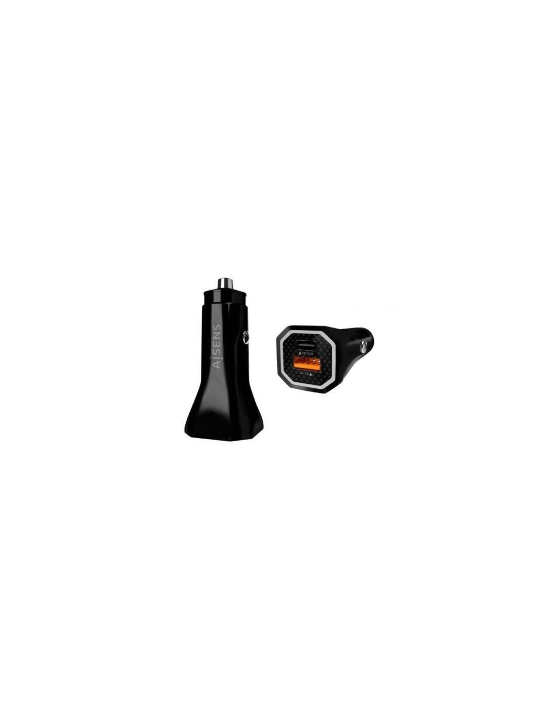 Cargador de Coche Aisens ASCH-CAR2PQC-BK/ 1xUSB-Tipo C/ 1xUSB/ 38W