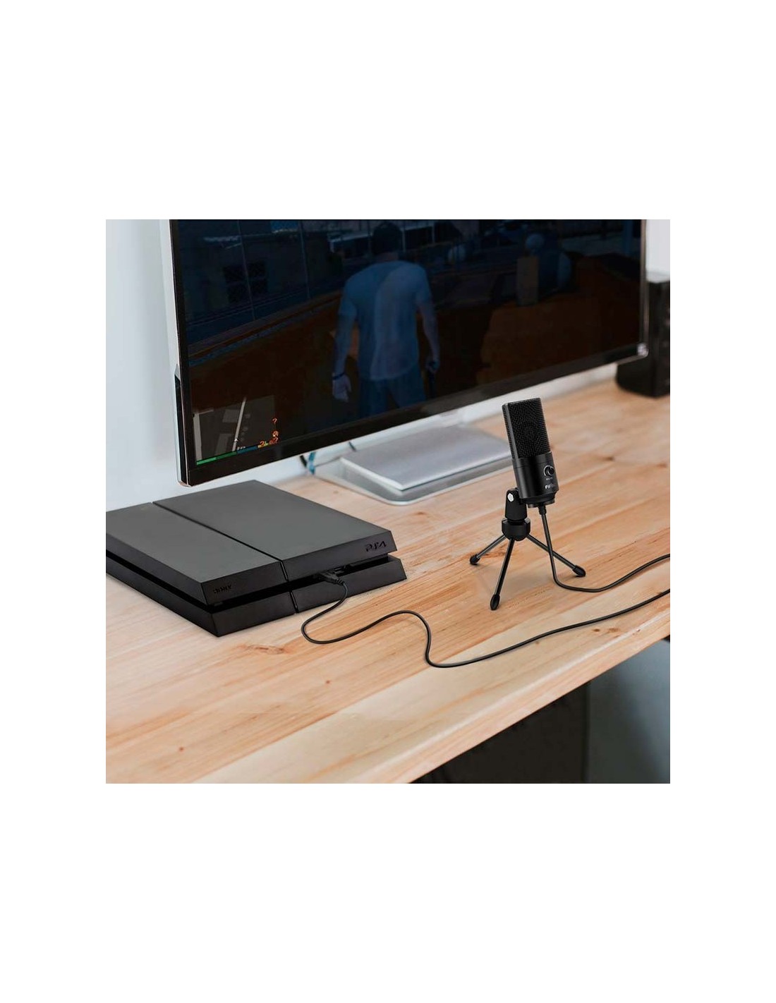 Fifine K669 Micrófono USB Negro para Grabación y Transmisión en PC