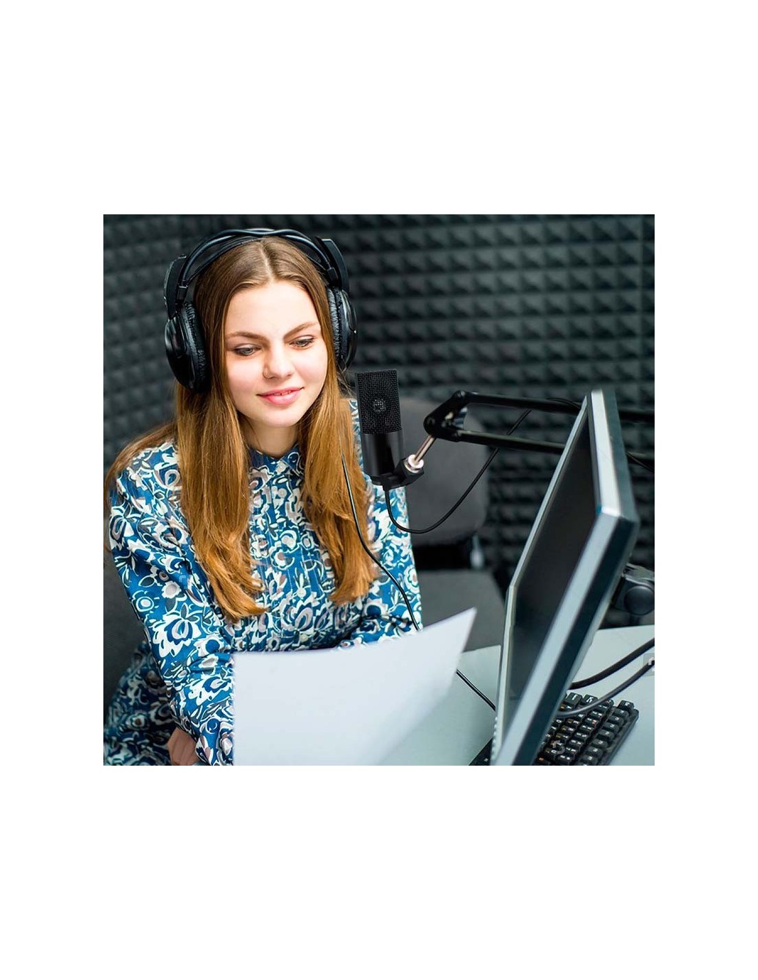 Fifine K669 Micrófono USB Negro para Grabación y Transmisión en PC