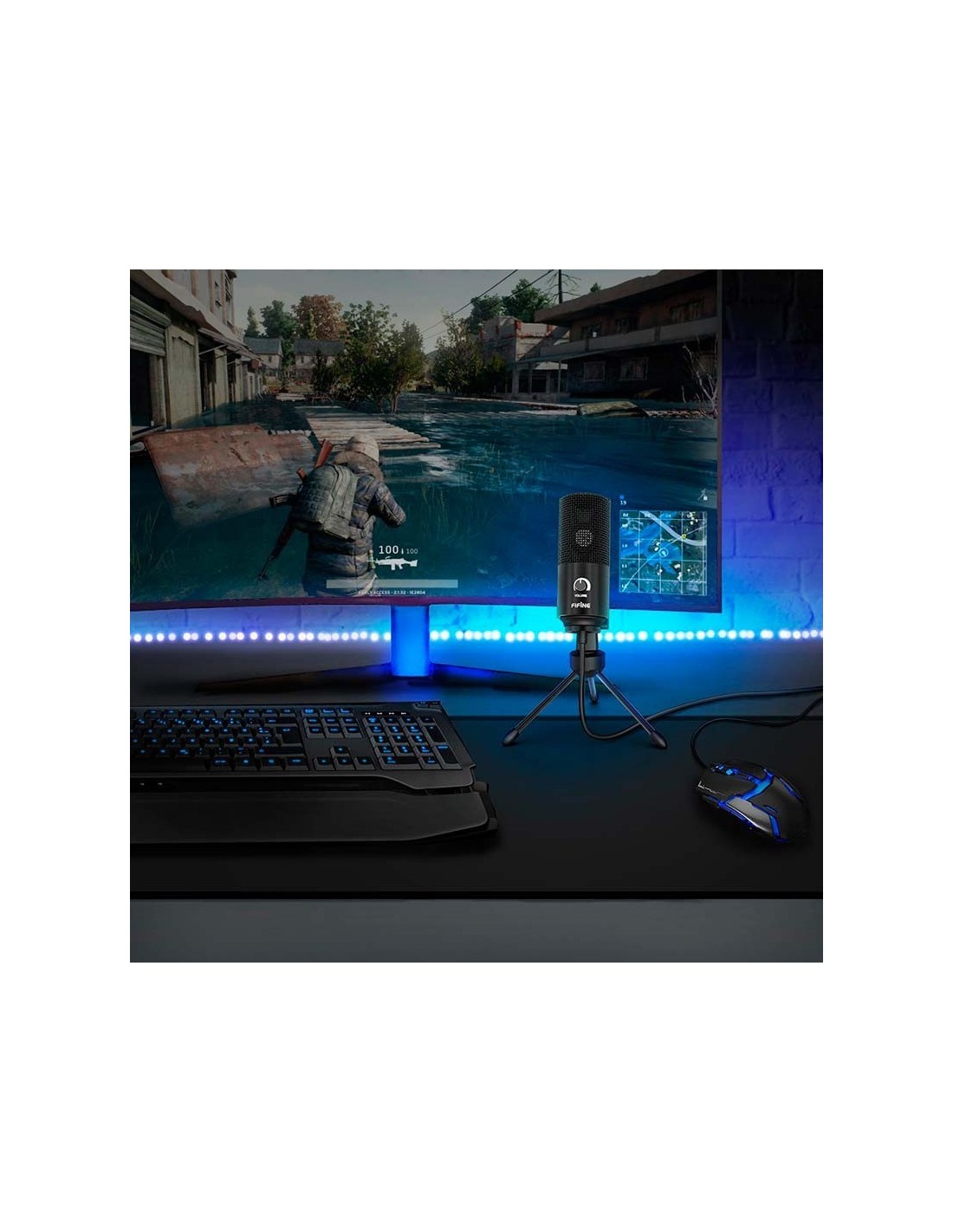 Fifine K669 Micrófono USB Negro para Grabación y Transmisión en PC