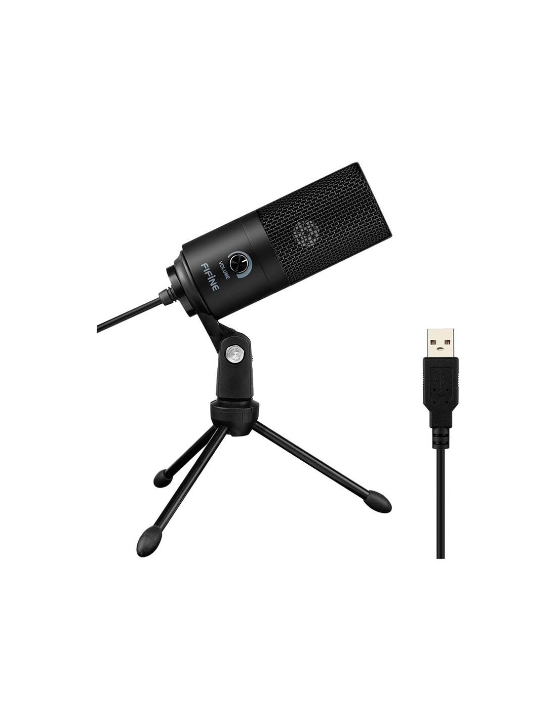 Fifine K669 Micrófono USB Negro para Grabación y Transmisión en PC