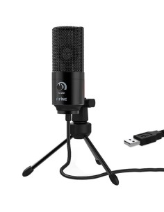Fifine K669 Micrófono USB Negro para Grabación y Transmisión en PC