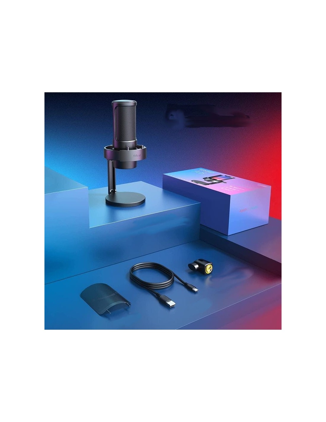 Fifine AmpliGame A8 RGB Micrófono USB Tipo C para Grabación y Transmisión en PC