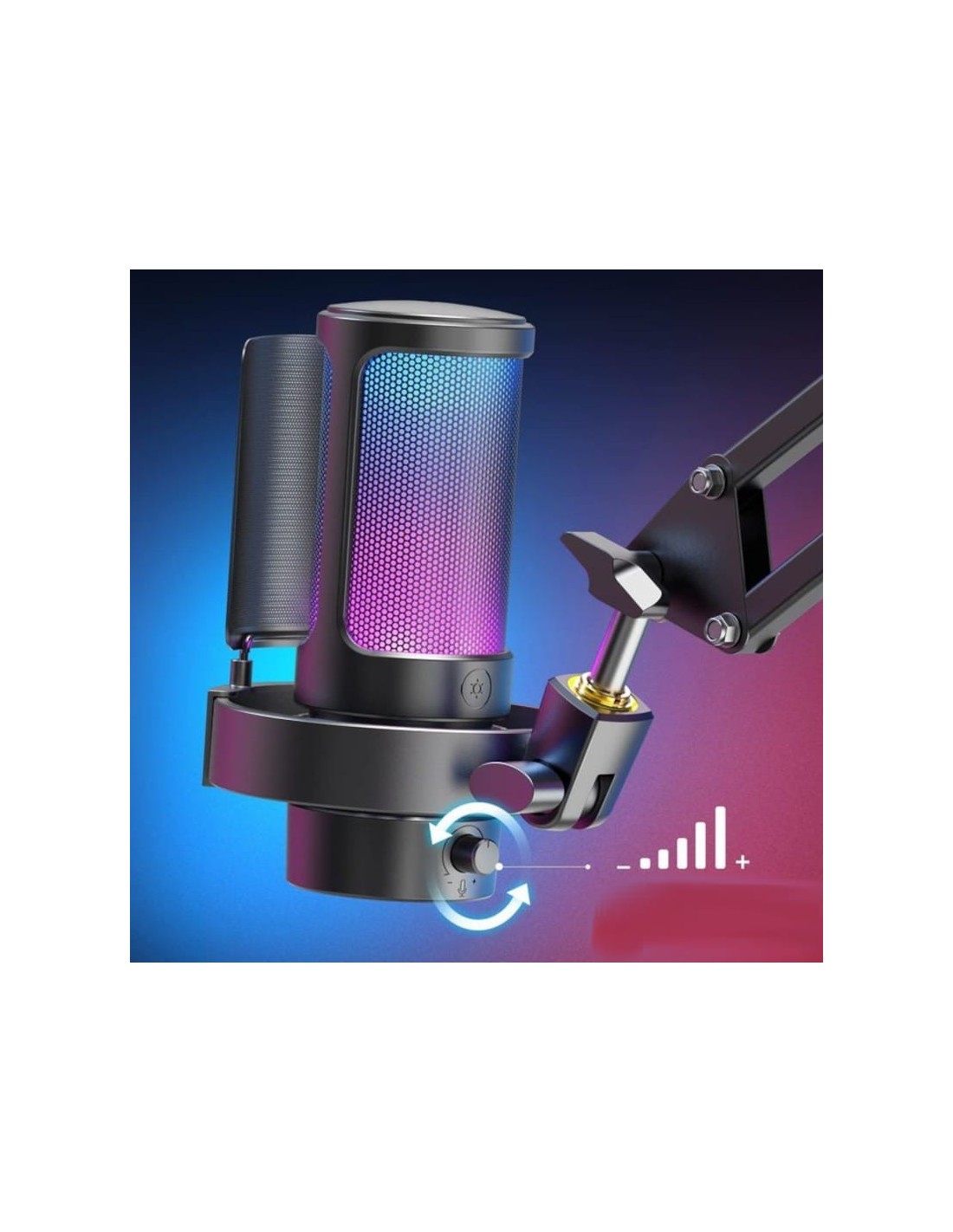 Fifine AmpliGame A8 RGB Micrófono USB Tipo C para Grabación y Transmisión en PC