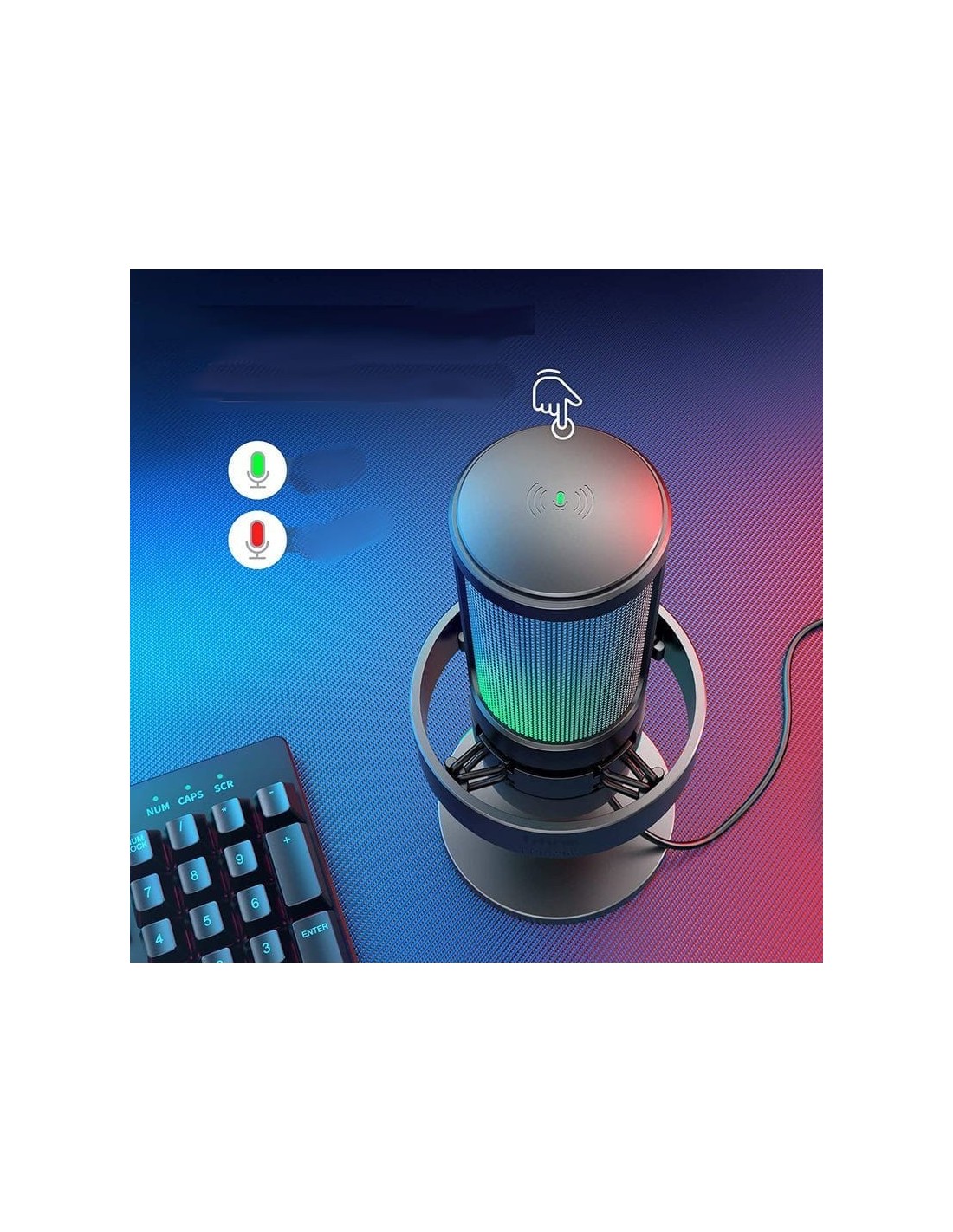 Fifine AmpliGame A8 RGB Micrófono USB Tipo C para Grabación y Transmisión en PC