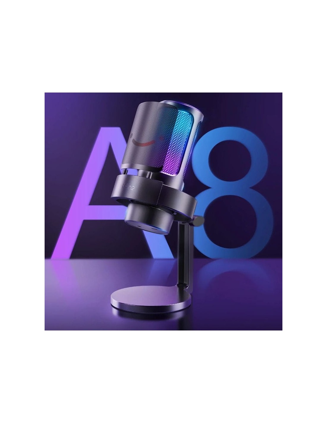 Fifine AmpliGame A8 RGB Micrófono USB Tipo C para Grabación y Transmisión en PC