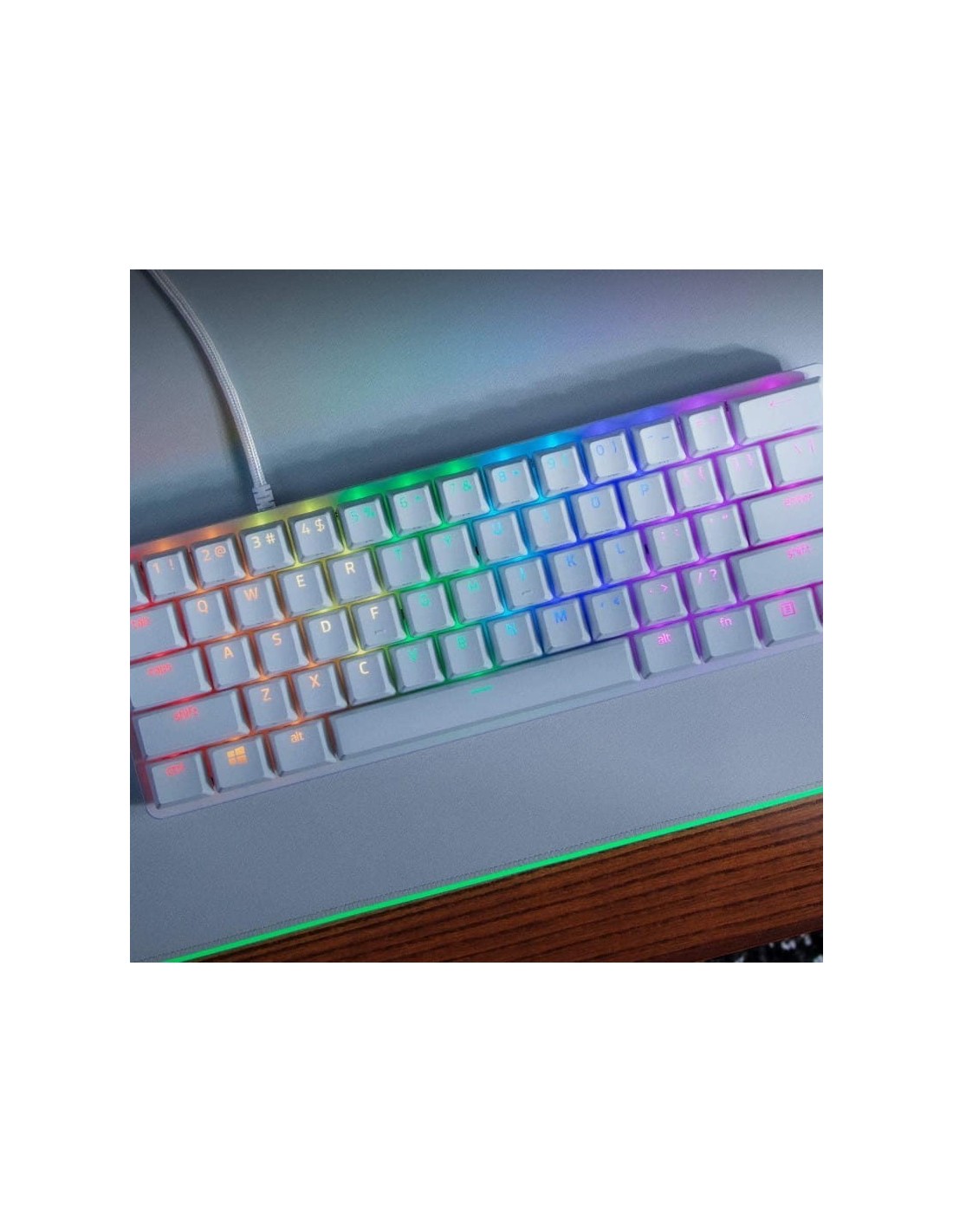 Teclado Mecánico Gaming Razer Huntsman Mini Blanco Clicky Optical Switch Morado