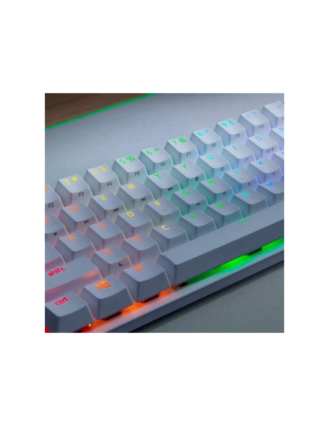 Teclado Mecánico Gaming Razer Huntsman Mini Blanco Clicky Optical Switch Morado