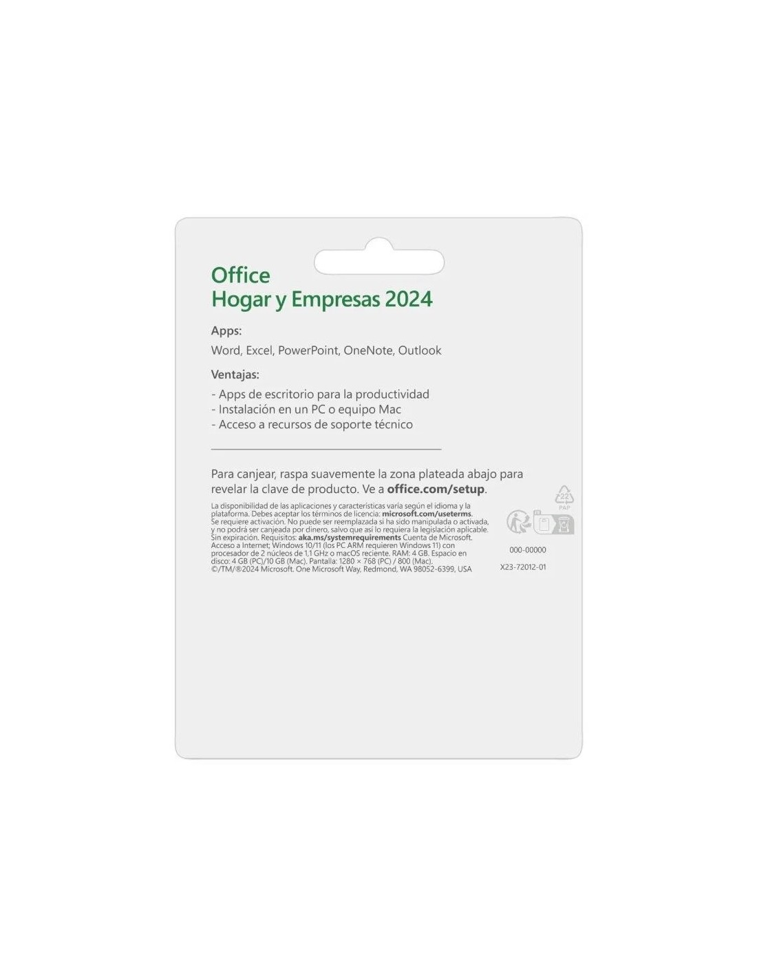 Microsoft Office Hogar y Empresas 2024/ 1 Usuario/ Licencia Perpetua