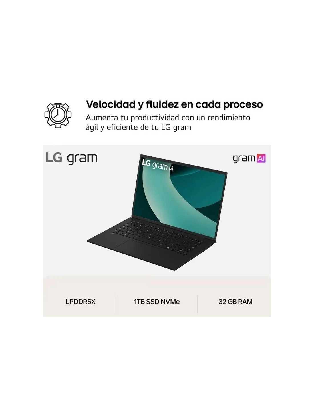 LG gram 14 Core Ultra 7 255H 32GB 1TB 14" WUXGA 1.12kg AI