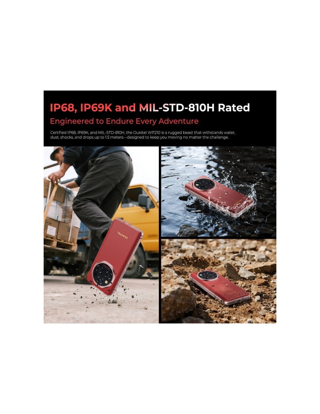 Oukitel WP210 5G 12GB 512GB Rojo Rugged AMOLED 120Hz 8800mAh