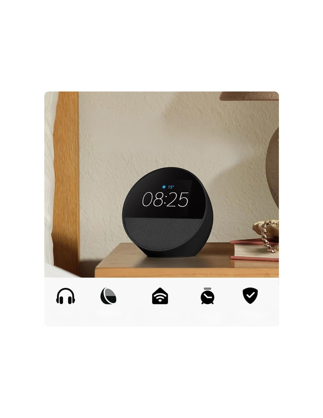 Amazon Echo Spot 2024 Negro · Despertador Alexa · Logroño