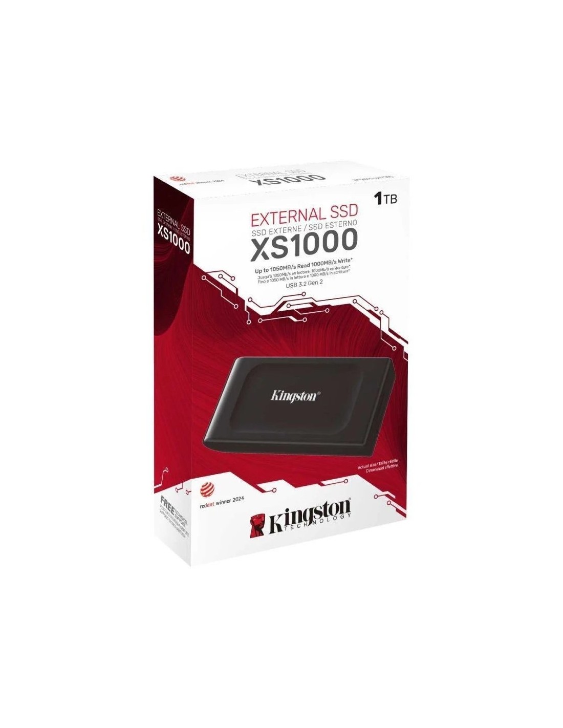 Disco Externo SSD Kingston XS1000 1TB/ USB 3.2/ Negro