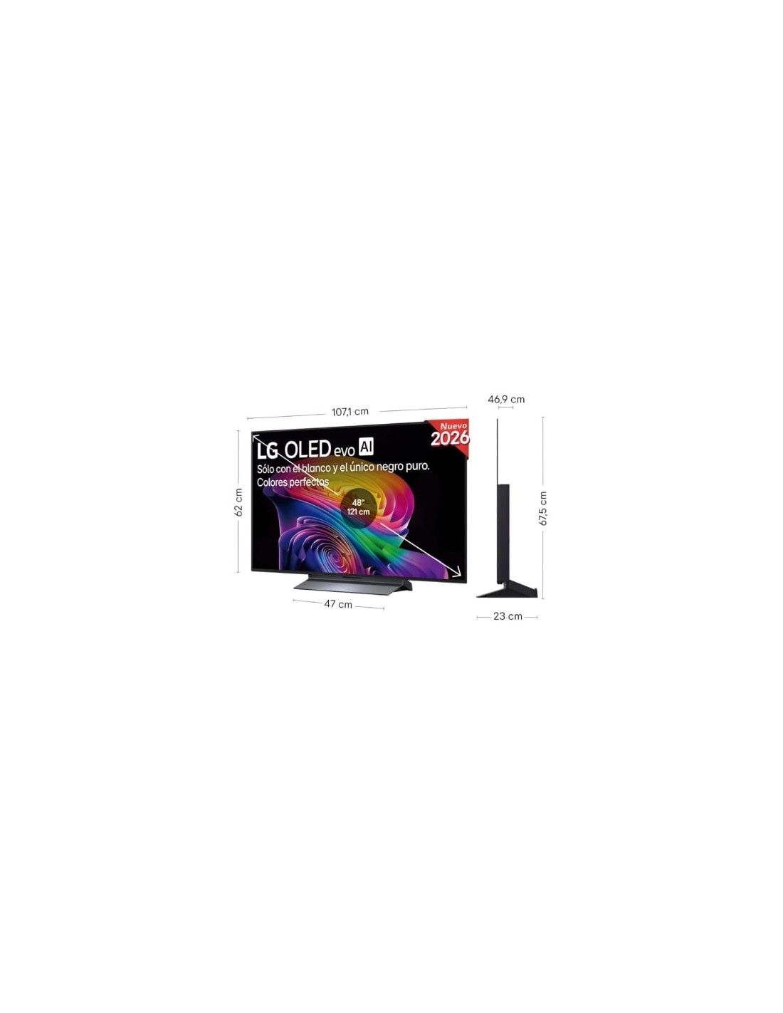 Televisor LG OLED evo AI C6 OLED48C66LB 48 pulgadas Ultra HD 4K Smart