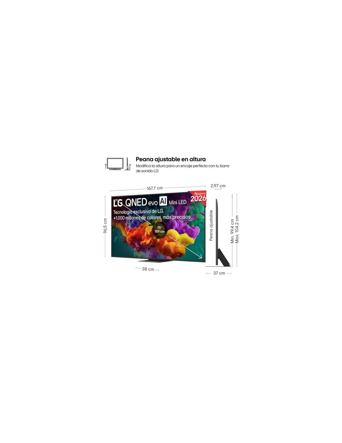 Televisor LG QNED evo AI QNED87 Mini LED 75QNED87B6A 75 pulgadas