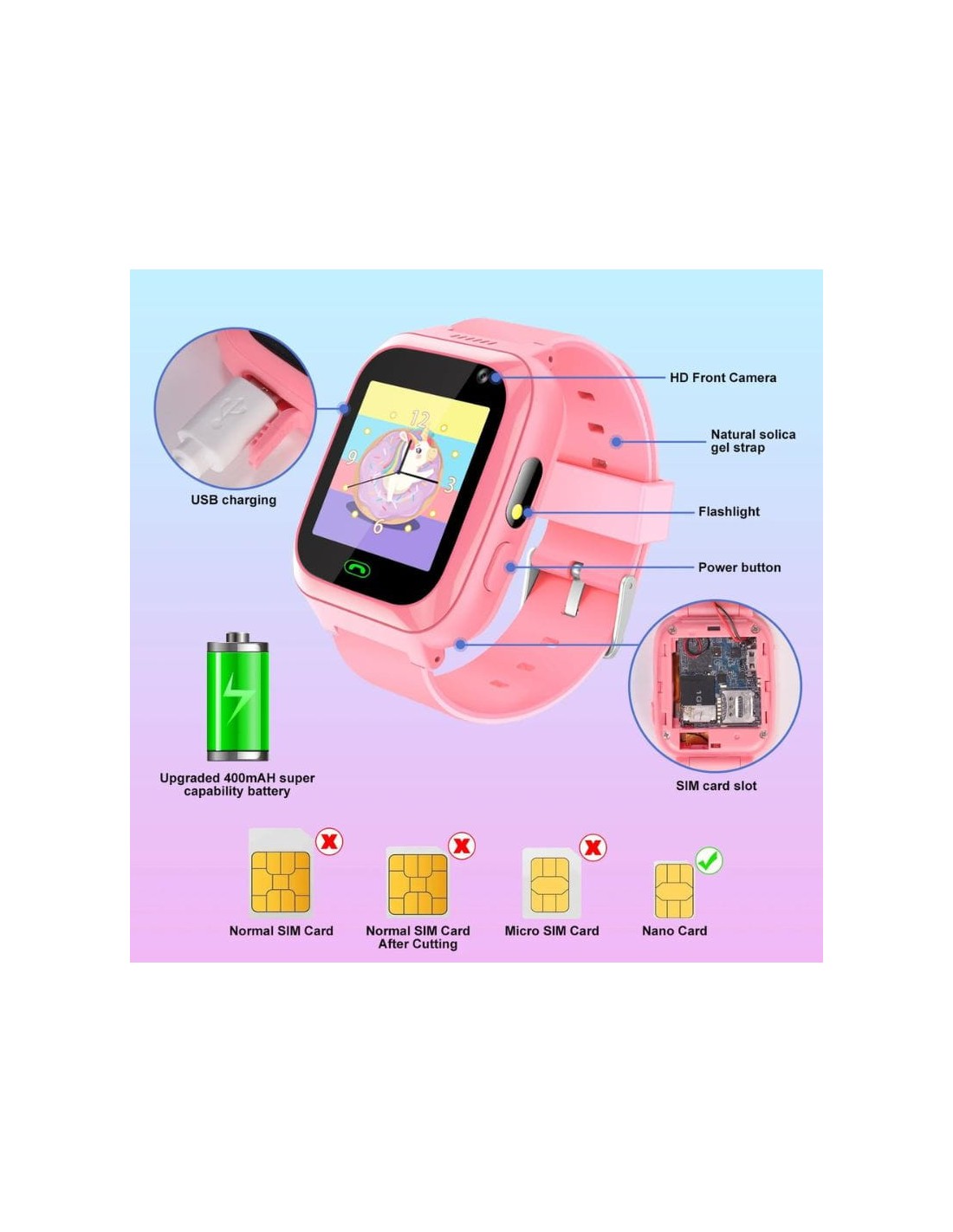 Smartwatch infantil A7 2G Rosa | Smartwatch en Logroño